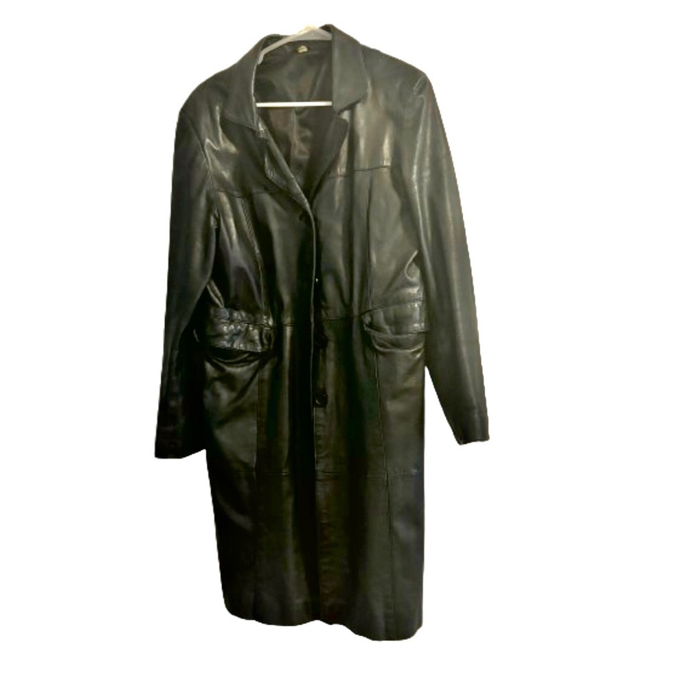 Black Vintage Leather Coat